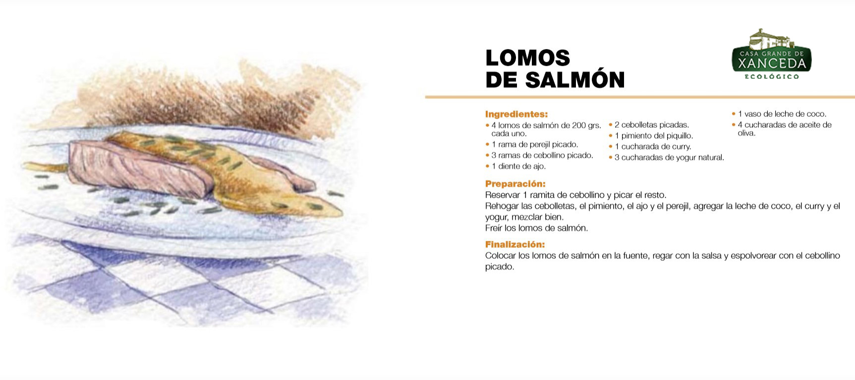 Lomos de salmón con yogur ecológico